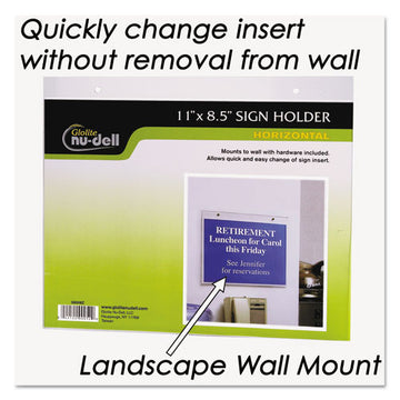 NuDell™ Clear Plastic Sign Holder, Wall Mount, 11 X 8 1-2 freeshipping - TVN Wholesale